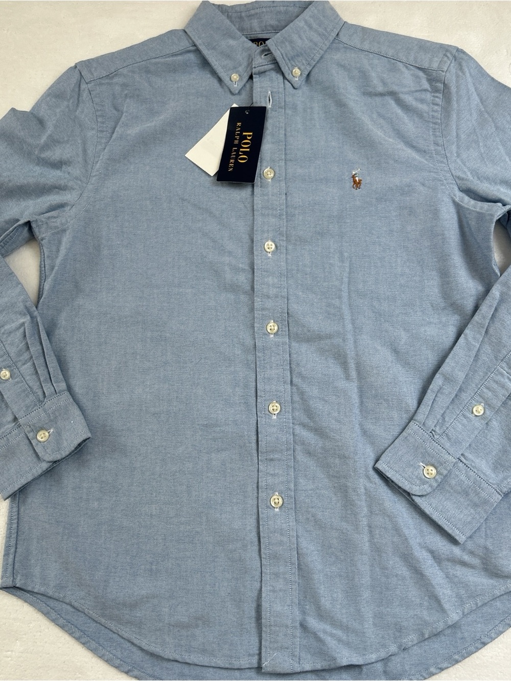 NWT Polo Ralph Lauren core replen light blue button-up shirt button down dress